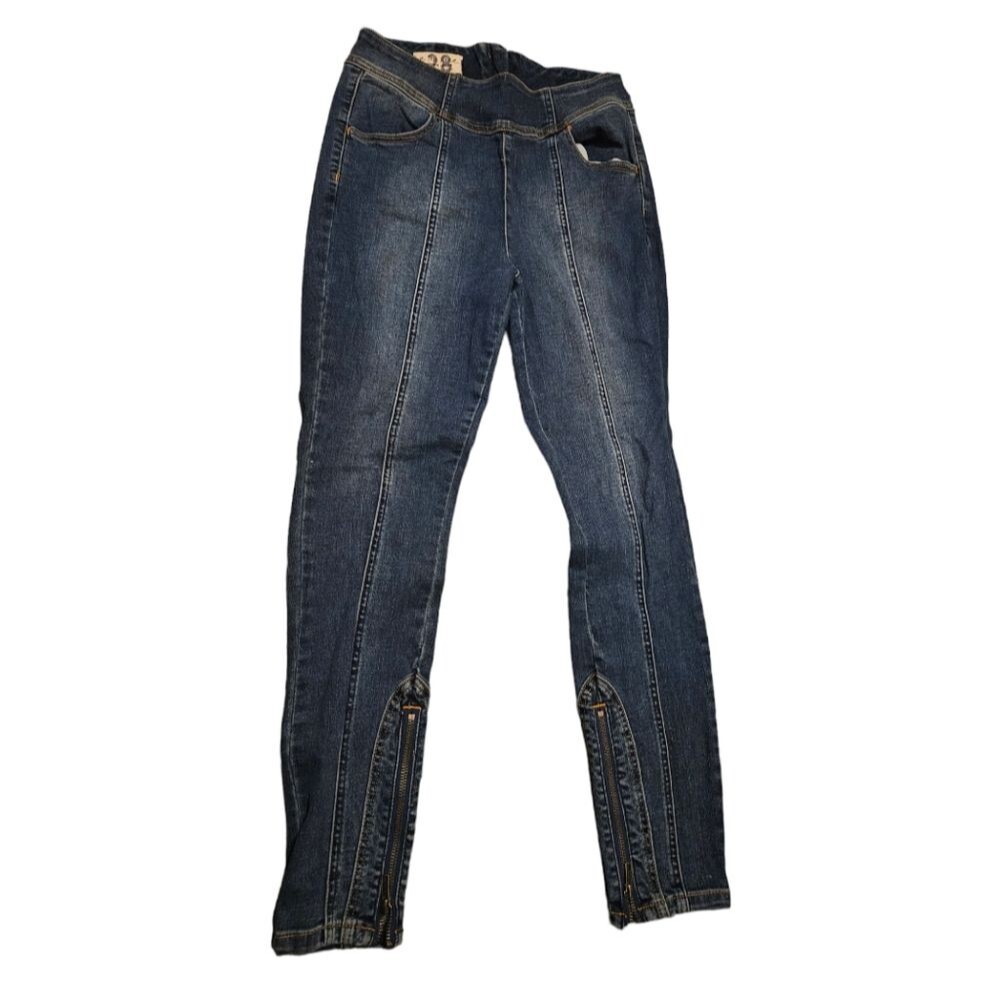 Free People We The Free Medium Wash Skinny Jeans with Ankle Zippers